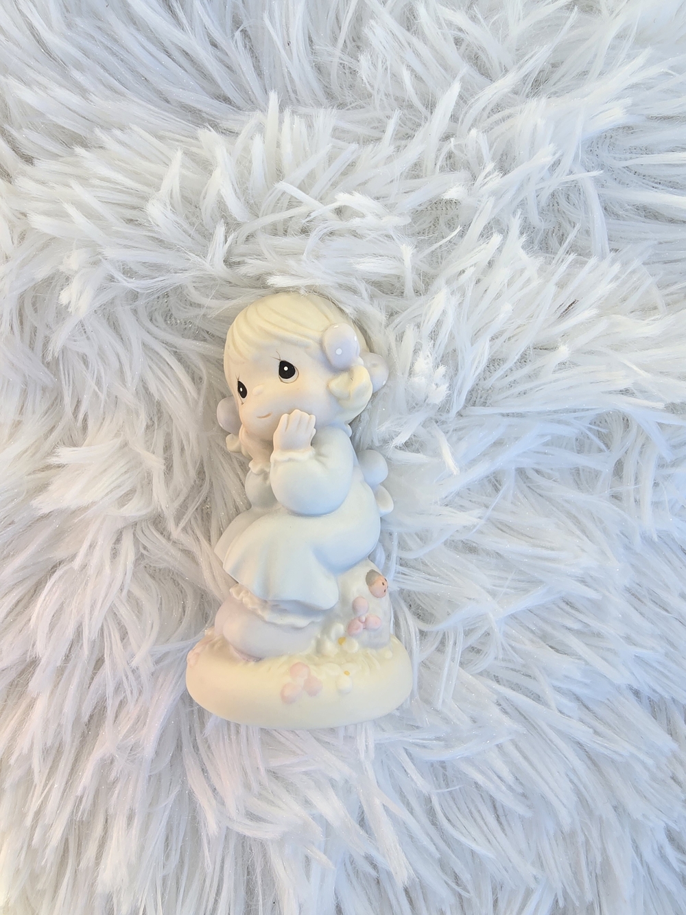 Precious Moments Figurine in Soft White and Pale Pink